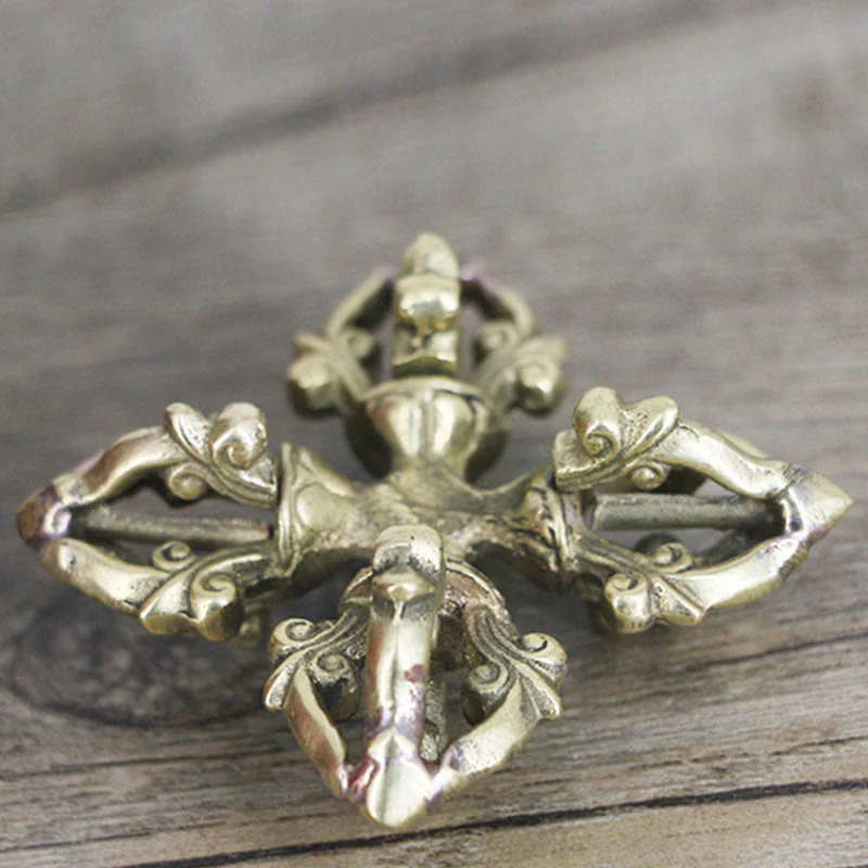 Buddha Stones Nepal Handmade 5 Prong Double Dorje Copper Strength Vajra