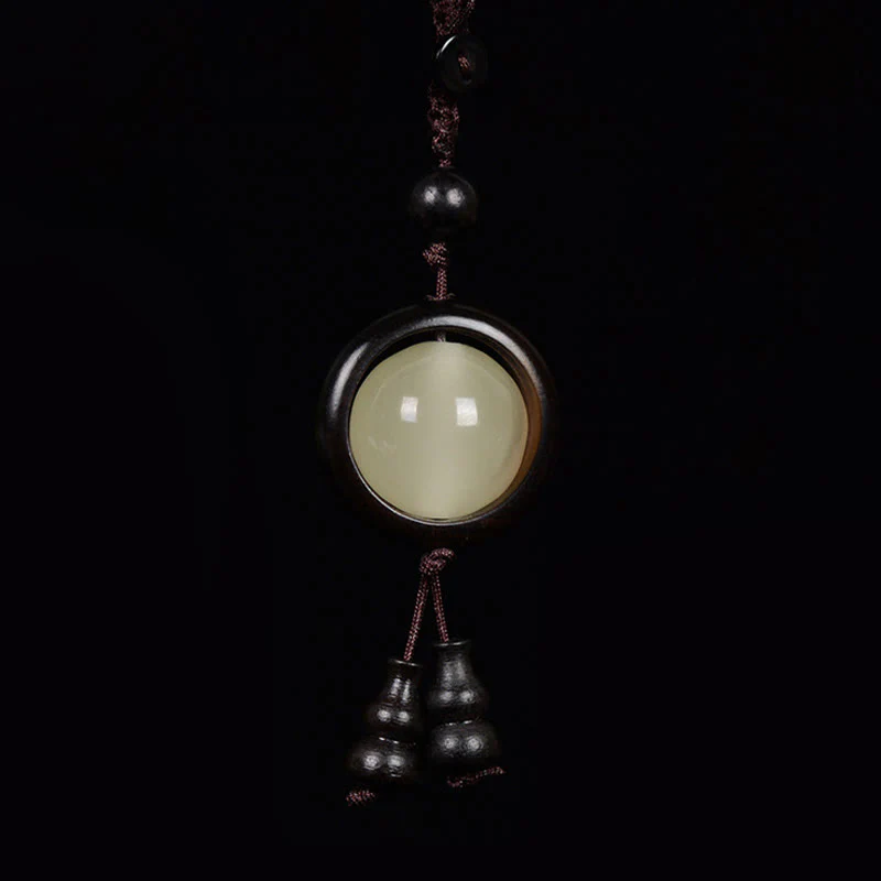 Buddha Stones Red Sandalwood Ebony Wood Green Sandalwood Luminous Lucky Bead Gourd Peace Key Chain