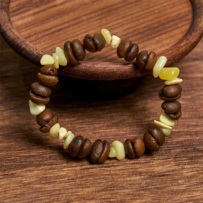 Buddha Stones Handmade Natural Coffee Beans Amethyst Citrine Amazonite Irregular Crystal Bracelet