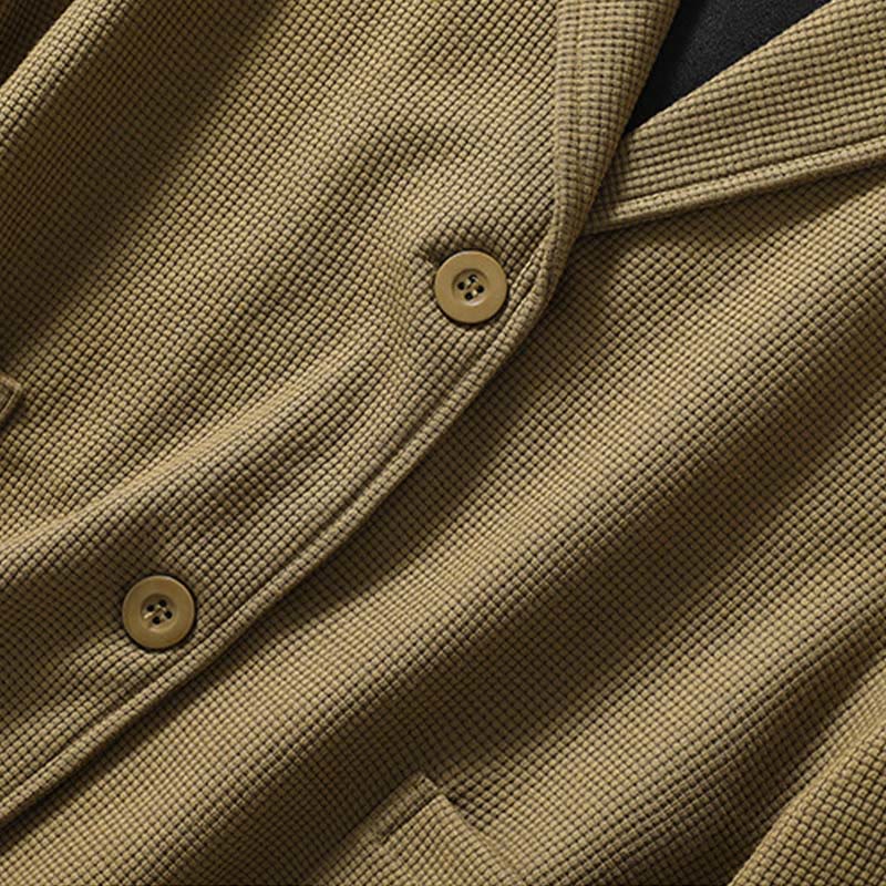 Buddha Stones Plain Lapel Women's Cotton Jacket With Pockets