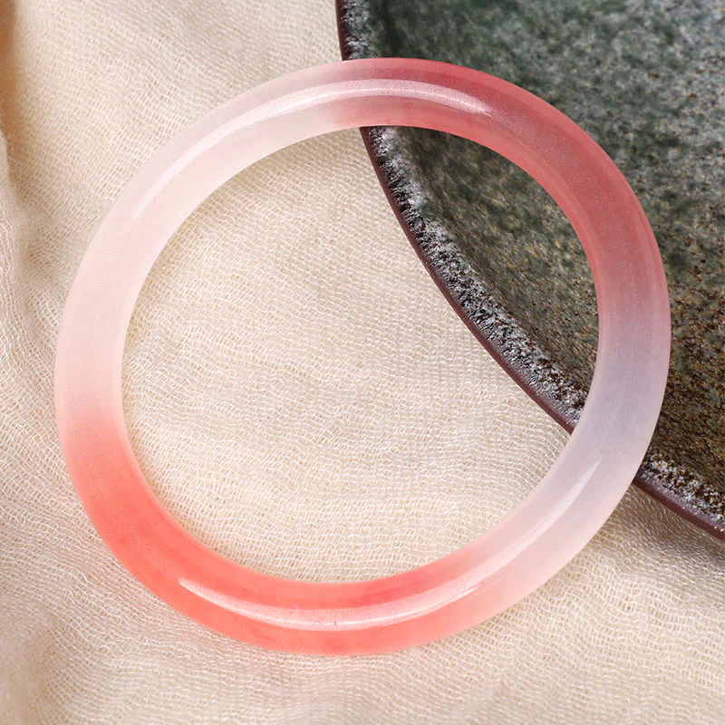 Buddha Stones Pink Golden Silk Jade Wealth Bracelet Bangle