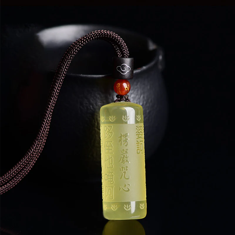 Buddha Stones Heart Sutra Citrine Happiness Strength Necklace Pendant