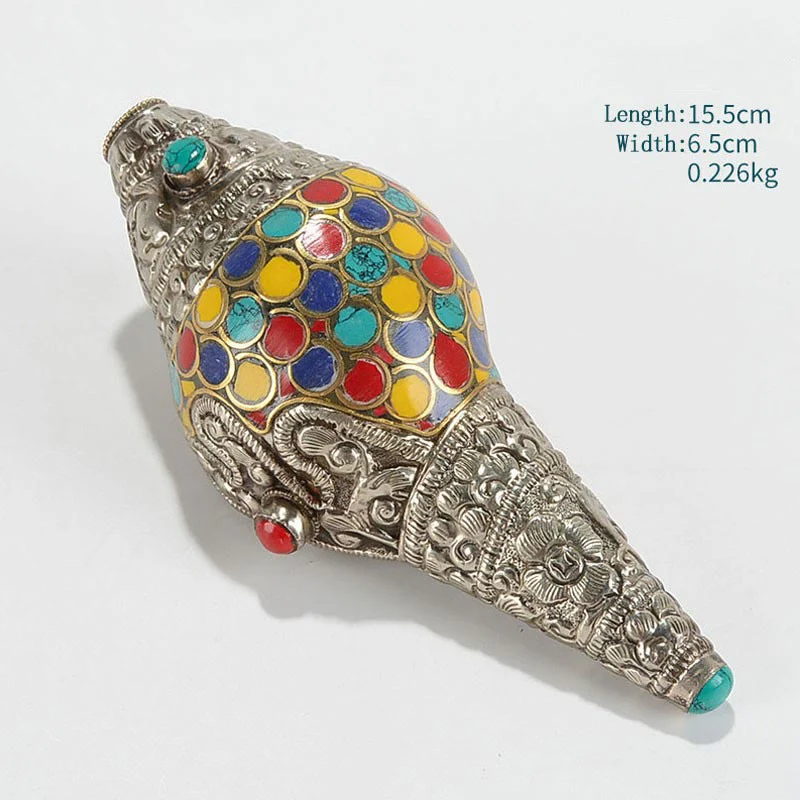 Buddha Stones Tibetan Handmade Natural Shankha Colorful Conch Shell Seashell Wealth Home Decoration