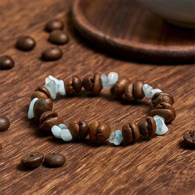 Buddha Stones Handmade Natural Coffee Beans Amethyst Citrine Amazonite Irregular Crystal Bracelet