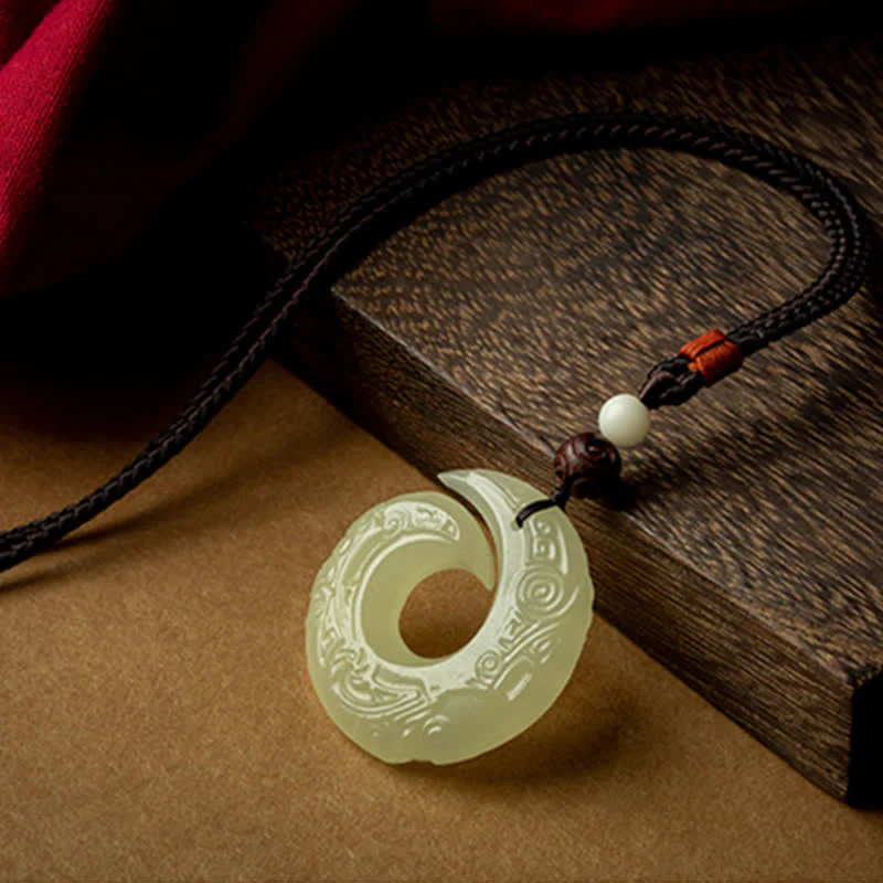 Buddha Stones Peace Buckle Jade Small Leaf Red Sandalwood Cinnabar Agate Luck Necklace Pendant