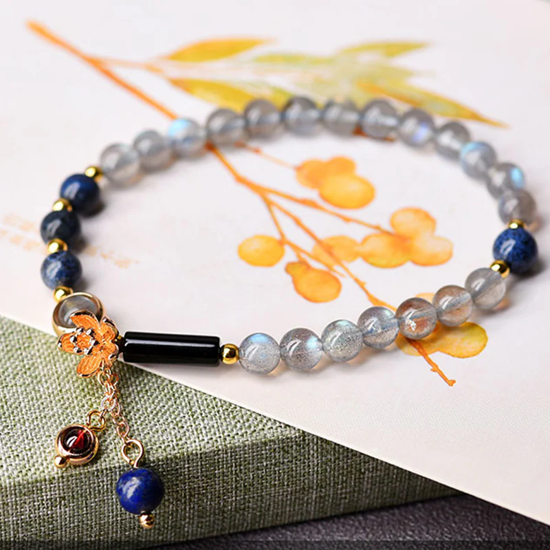 Buddha Stones Moonstone Lazurite Calm Healing Positive Bracelet