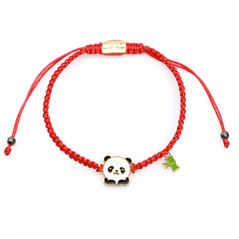 Buddha Stones Tibetan Handmade Panda Bamboo Lucky Red String Bracelet