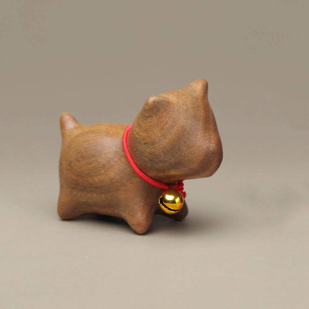 Buddha Stones Green Sandalwood Small Leaf Red Sandalwood Cute Cat Animals Soothing Peace Decoration
