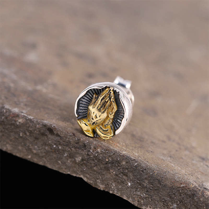 Buddha Stones 925 Sterling Silver Namaste Equality Stud Earrings