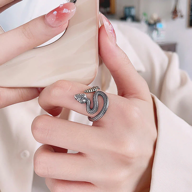 Buddha Stones 925 Sterling Silver Year Of The Snake Calm Balance Adjustable Ring