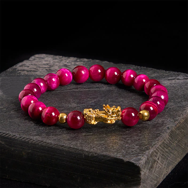 Buddha Stones Various Color Tiger Eye Beads Pixiu Wealth Courage Bracelet