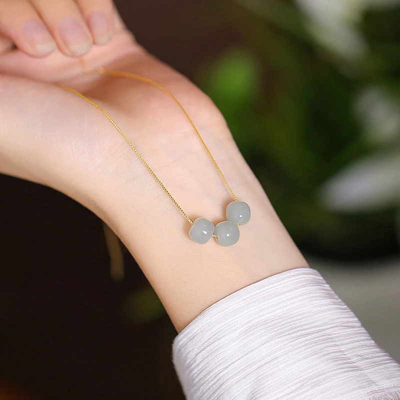 Buddha Stones 925 Sterling Silver Natural Hetian Jade Cyan Jade Luck Laughing Buddha Butterfly Necklace Pendant