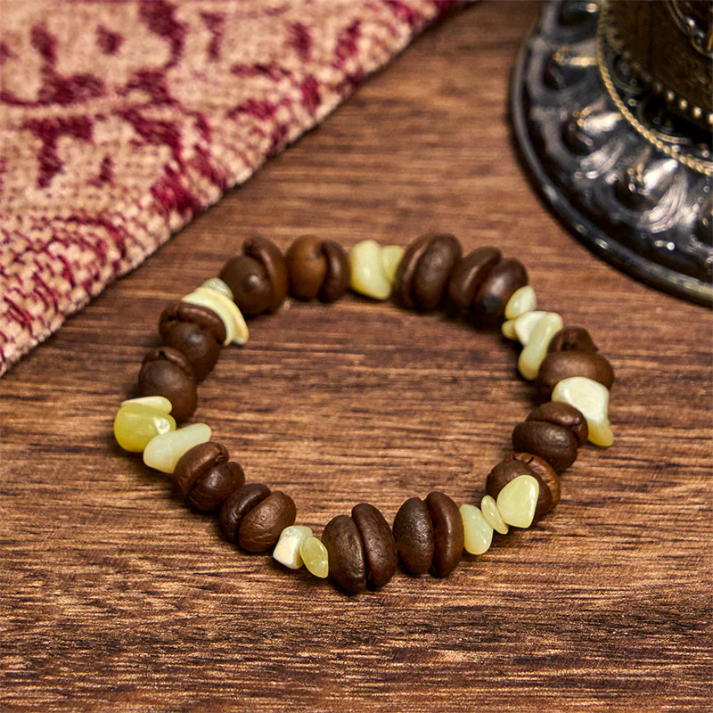 Buddha Stones Handmade Natural Coffee Beans Amethyst Citrine Amazonite Irregular Crystal Bracelet