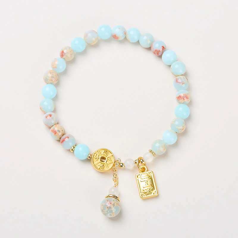 Buddha Stones Shoushan Stone Copper Coin Money From All Directions Wealth Bracelet