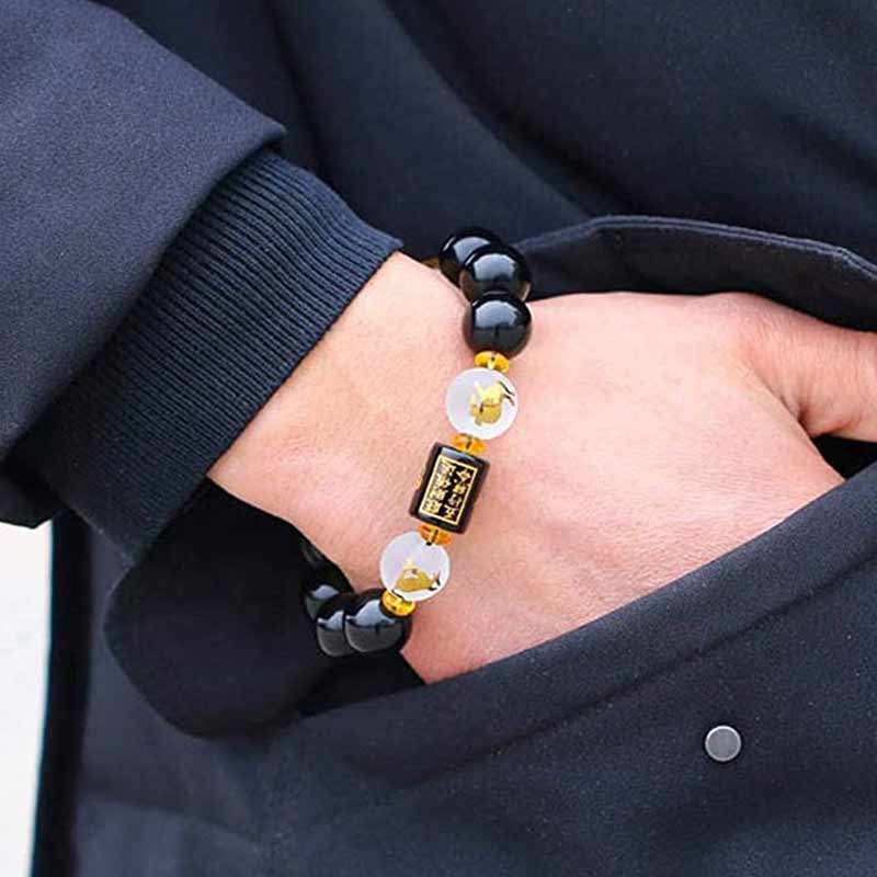 Chinese Zodiac Feng Shui Obsidian Five-Element Wealth Porsperity Bracelet (Extra 30% Off | USE CODE: FS30)