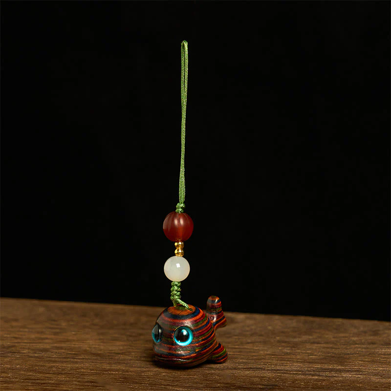 Buddha Stones Rainbow Eucalyptus Dolphin Carved Positive Key Chain Phone Hanging Decoration