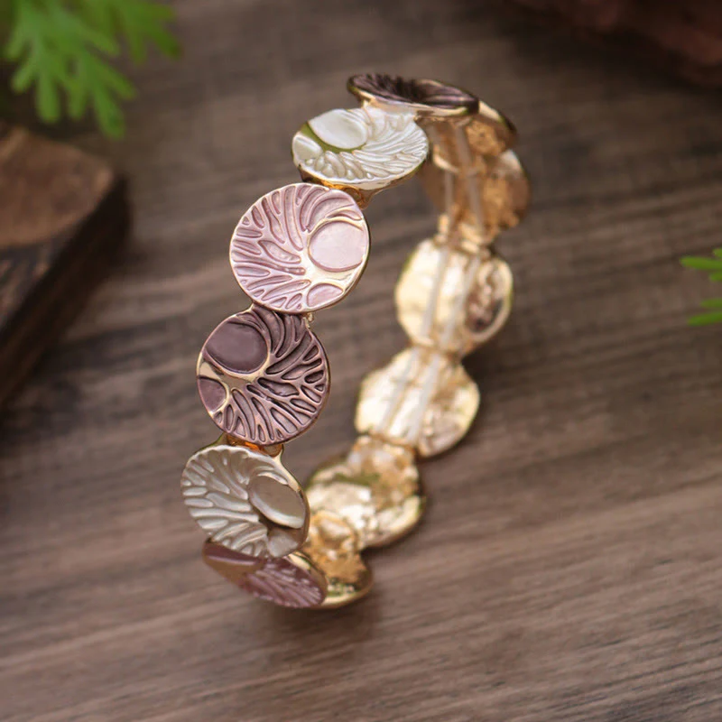 Buddha Stones The Tree Of Life Creation Enamel Alloy Bracelet