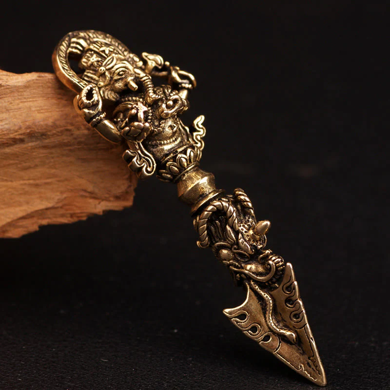 Buddha Stones Tibetan Ganesh Ganpati Elephant God of Wealth Dorje Vajra Spiritual Power Necklace Pendant