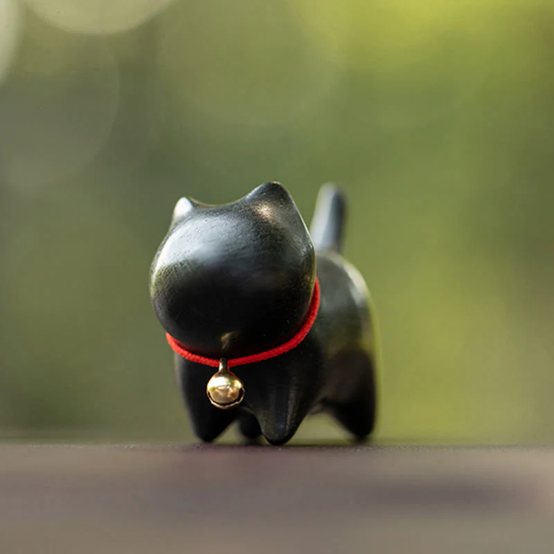 Buddha Stones Green Sandalwood Small Leaf Red Sandalwood Cute Cat Animals Soothing Peace Decoration