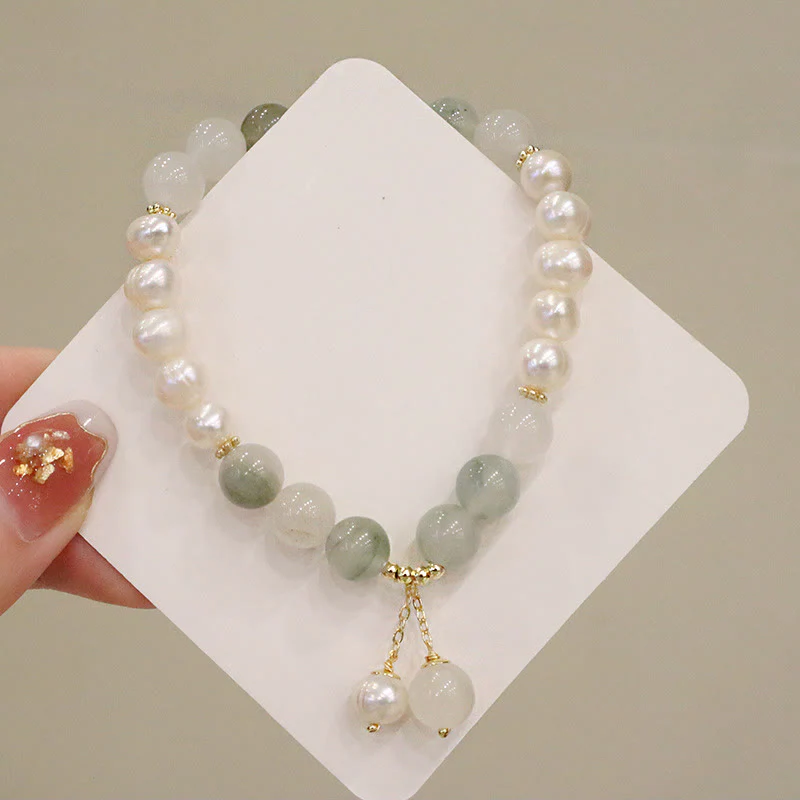 Buddha Stones Natural Pearl Jade Healing Sincerity Bracelet