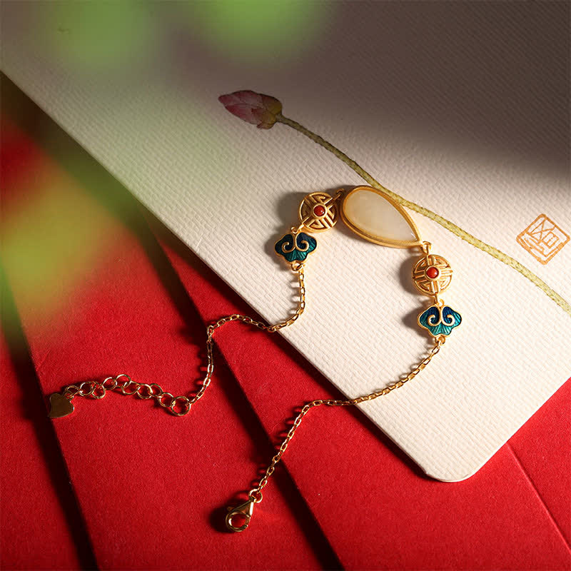 Buddha Stones 925 Sterling Silver Hetian White Jade Water Drop Chain Necklace Pendant Bracelet