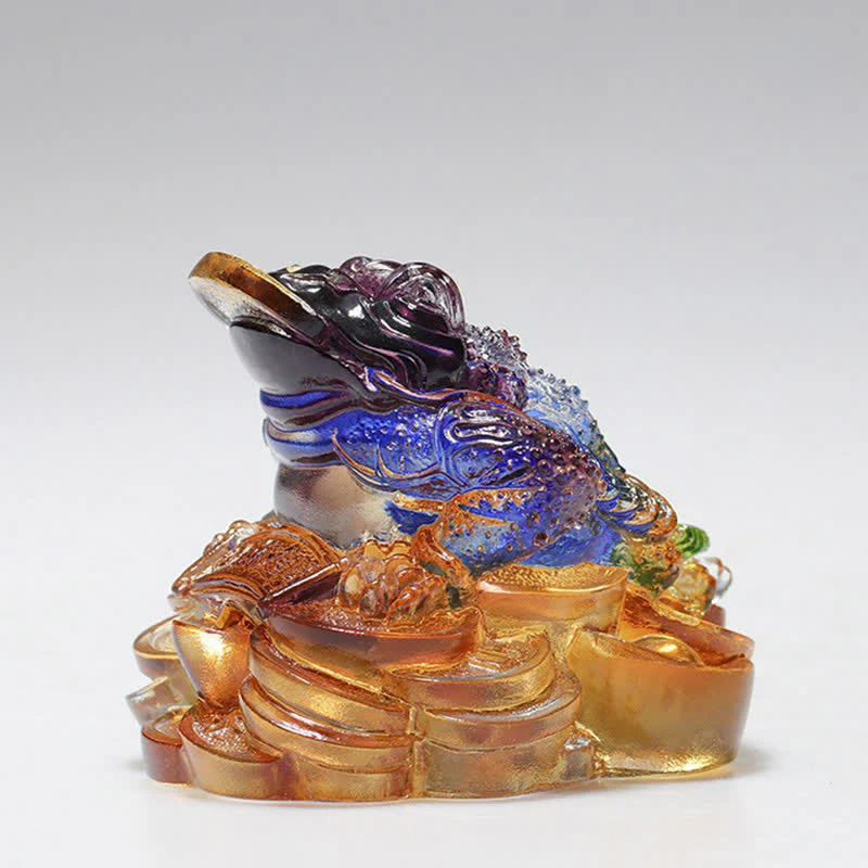 Buddha Stones Feng Shui Frog Handmade Liuli Crystal Art Piece Wealth Home Office Decoration