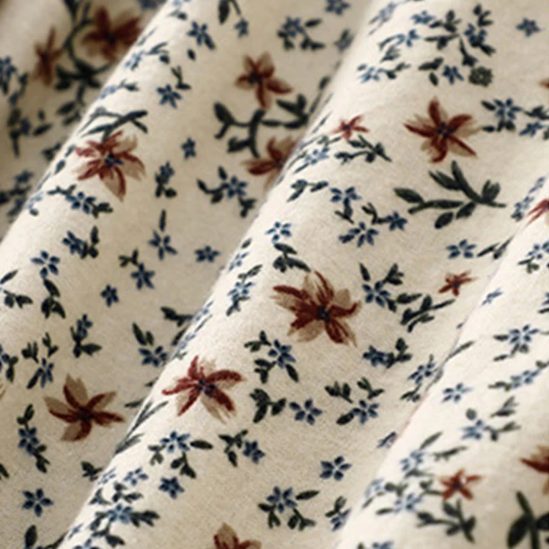 Buddha Stones Casual Florals Crew Neck Cotton Linen Women's Shirt