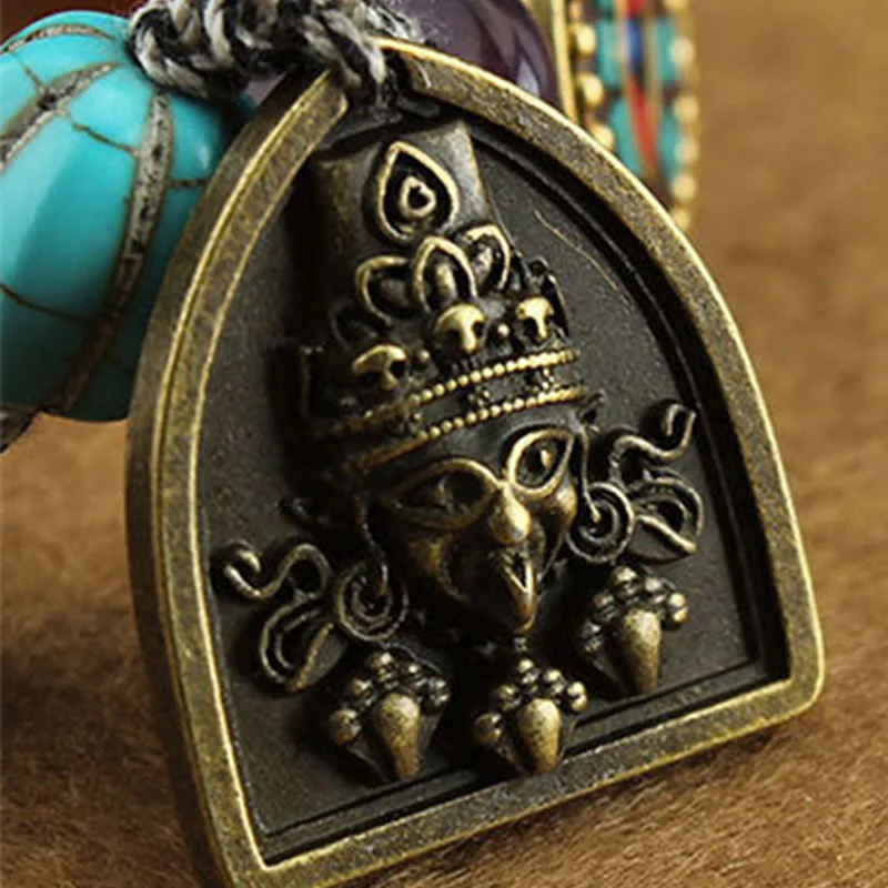 Buddha Stones Tibetan Buddha's Eye Turquoise Lotus Zakiram Protection Rope Bracelet