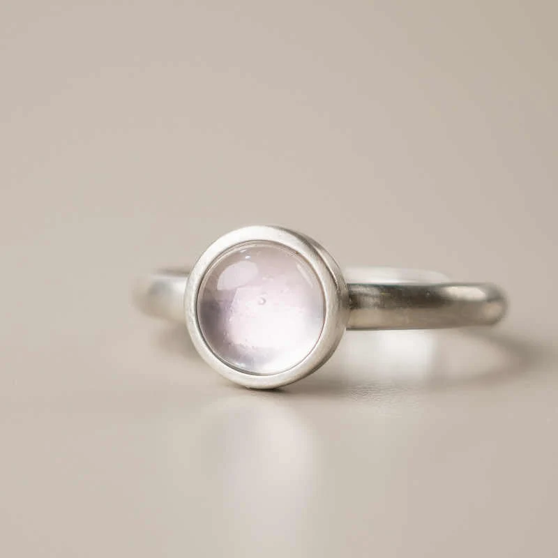 Buddha Stones Natural 925 Sterling Silver Pink Crystal Adjustable Warmth Ring