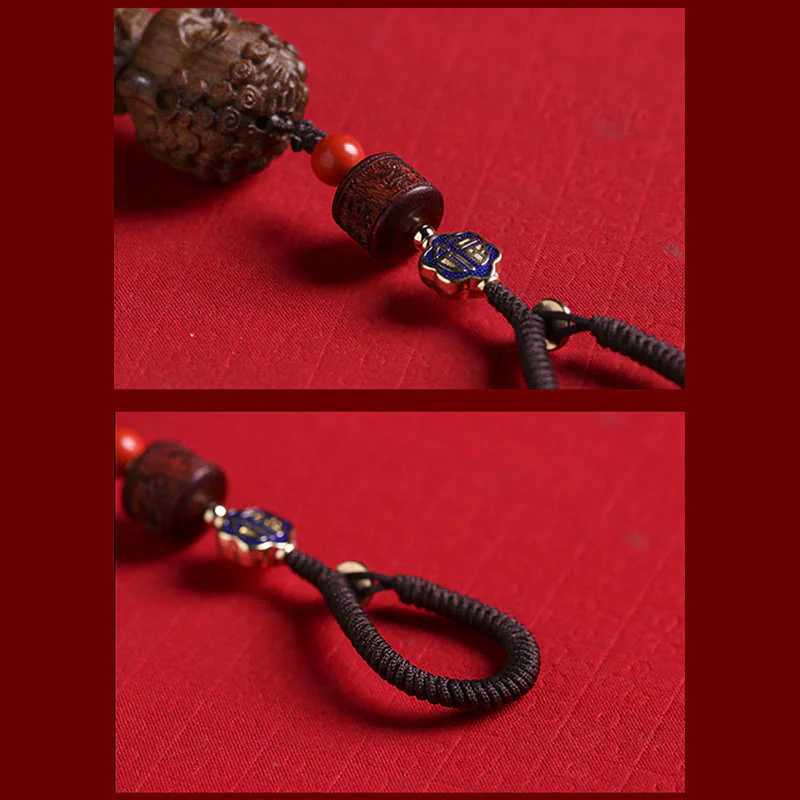 Buddha Stones Chinese Zodiac Natal Buddha Green Sandalwood Om Mani Padme Hum Peace Key Chain