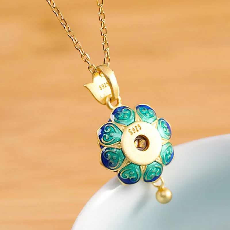 Buddha Stones 925 Sterling Silver Tibet Lotus Prayer Wheel Red Agate Enlightenment Necklace Pendant