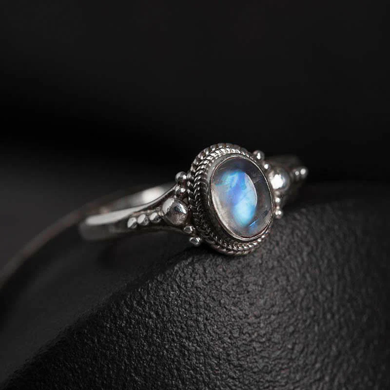 Buddha Stones 925 Sterling Silver Natural Moonstone Positive Ring