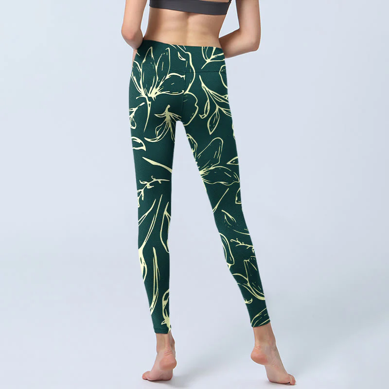 Buddha Stones Large Floral Petals Print Gym Leggings Women's Yoga Pants
