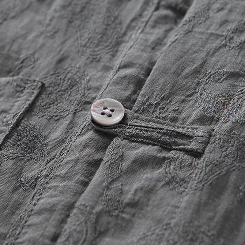 Buddha Stones Summer Short Sleeve Buttons Men's Shirt With Two Pockets