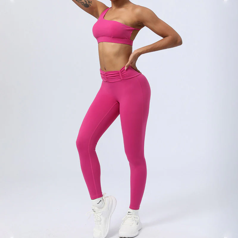 Buddha Stones 2Pcs Backless Asymmetrical Design Top Bra Shorts Leggings Pants Fitness Yoga Outfit Set