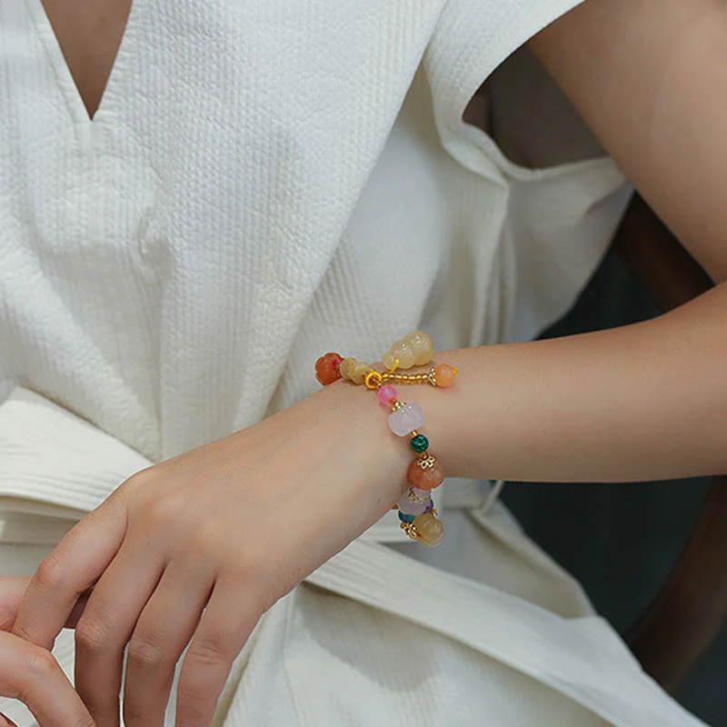 Buddha Stones Natural Golden Silk Jade Crystals Gourd Pixiu Pumpkin Beads Wealth Charm Bracelet