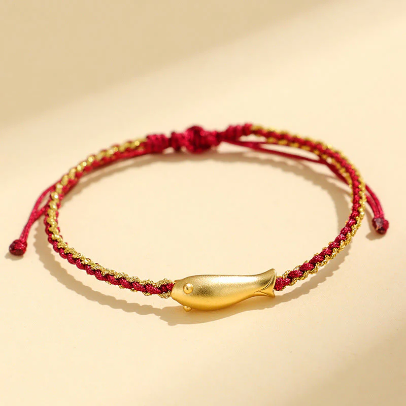 Buddha Stones 999 Sterling Silver Lucky Koi Fish Protection Rope Bracelet