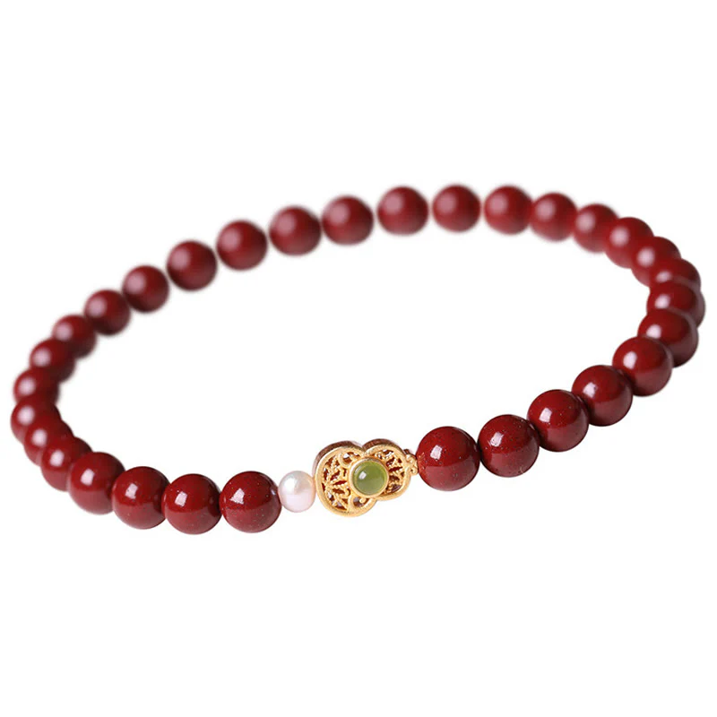 Buddha Stones Gourd Pearl Cinnabar Blessing Beads Bracelet