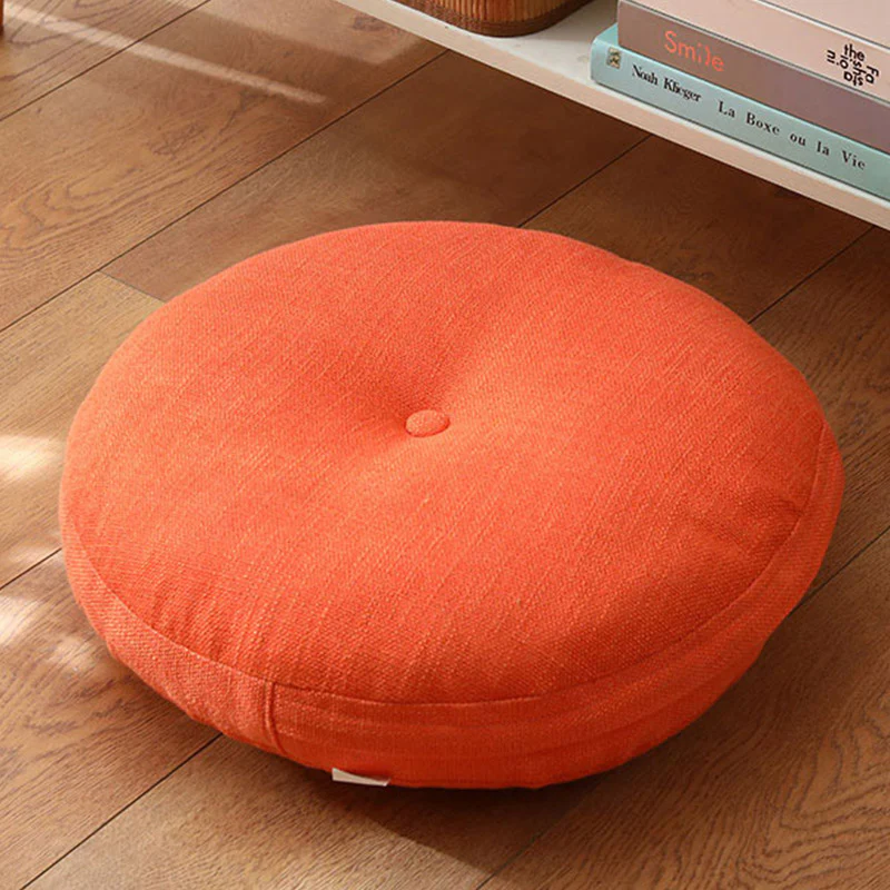 Buddha Stones Lotus Simple Pattern Linen Meditation Seat Cushion Home Living Room Decoration