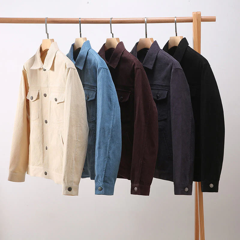 Buddha Stones Plain Long Sleeve Button Design Men's Cotton Jacket Shirt With Pockets