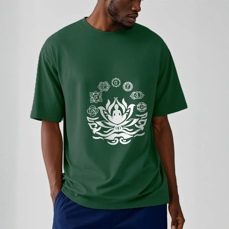 Buddha Stones OM Symbol Sanskrit Mantras Buddha Lotus Flower Design Tee T-shirt