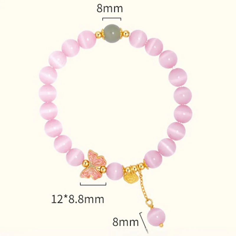 Buddha Stones 925 Sterling Silver Cat's Eye Hetian Jade Butterfly Peace Lock Charm Peace Bracelet