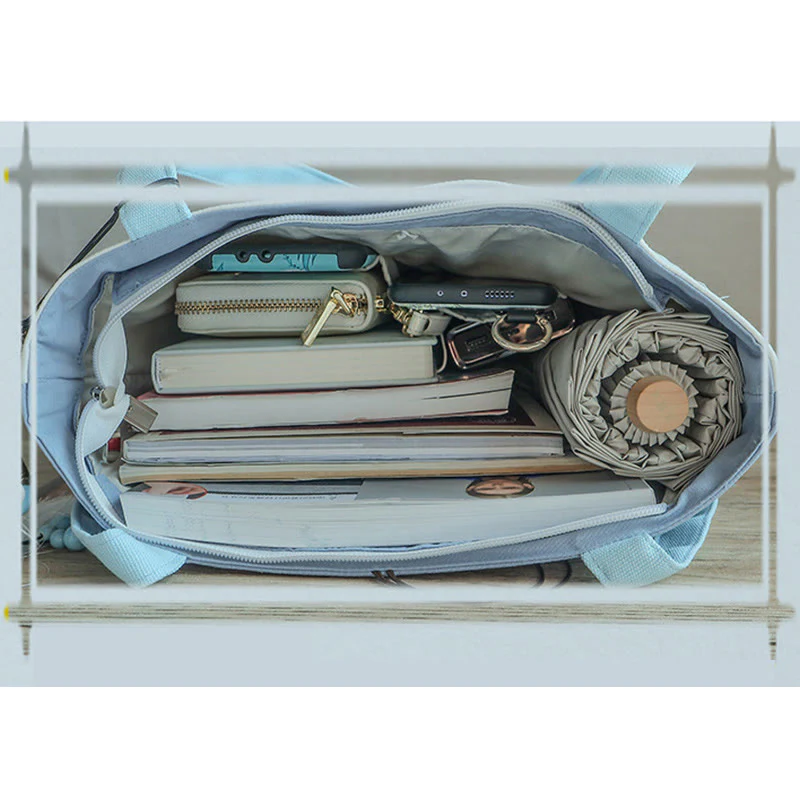 Buddha Stones Pear Flower Plum Peach Blossom Bamboo Embroidery Canvas Large Capacity Shoulder Bag Tote Bag