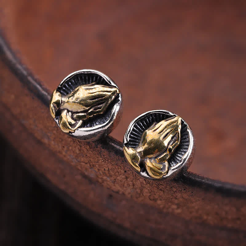 Buddha Stones 925 Sterling Silver Namaste Equality Stud Earrings