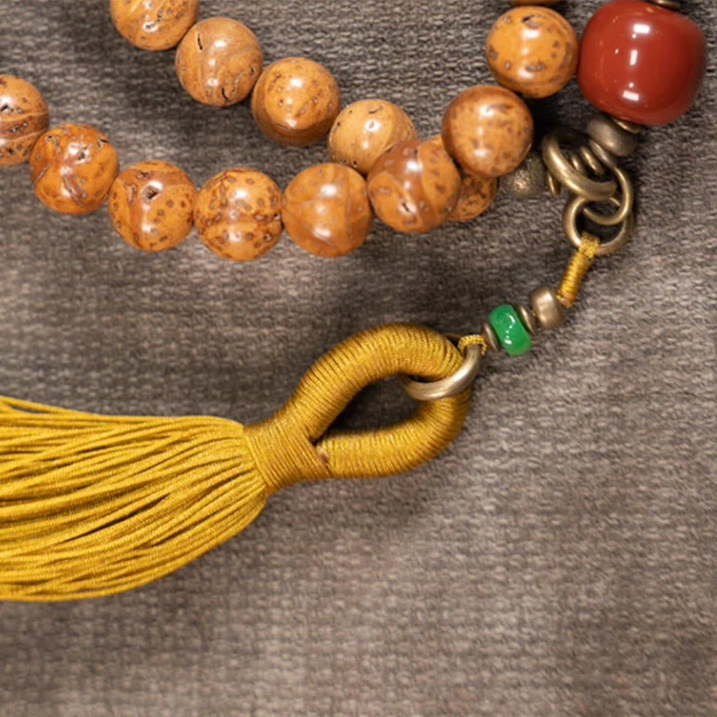 Buddha Stones 108 Mala Beads Bodhi Seed Wisdom Peace Tassel Bracelet