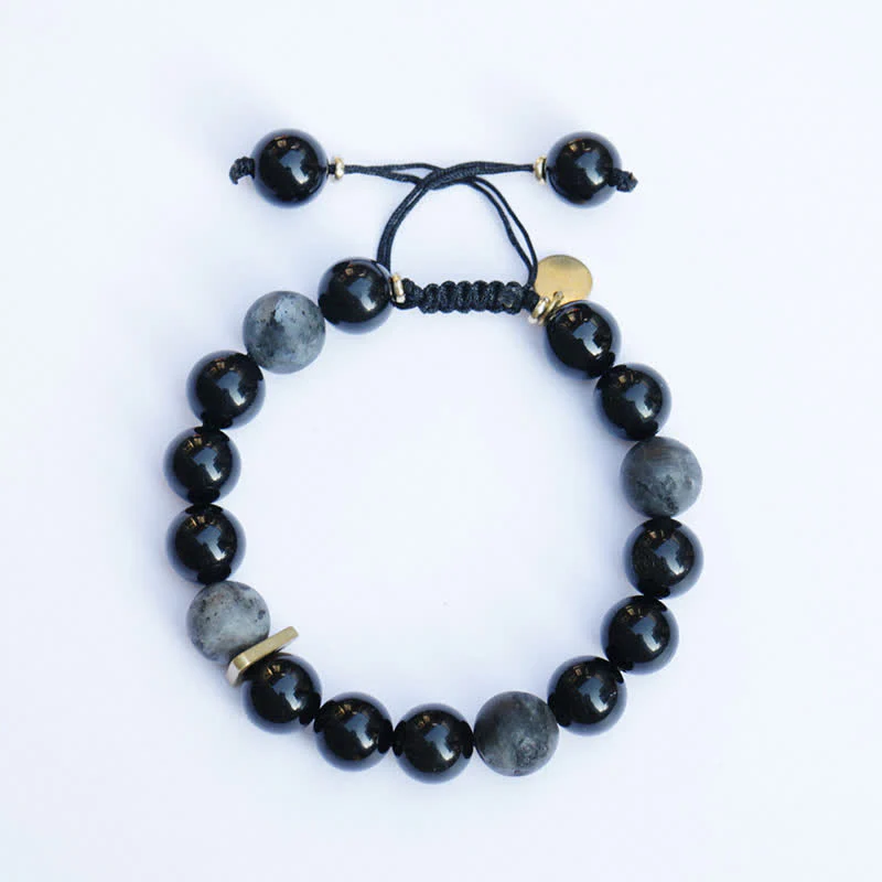 Buddha Stones Black Obsidian Black Glitter Stone Purification Bracelet