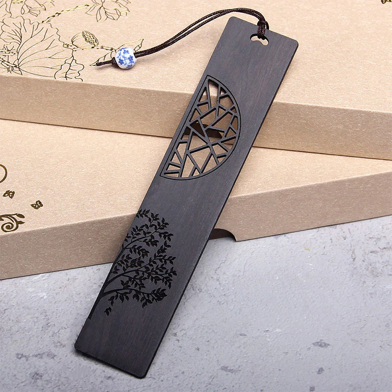 Buddha Stones The Tree of Life Ebony Wood Small Leaf Red Sandalwood Bookmarks With Gift Box (Extra 30% Off | USE CODE: FS30)
