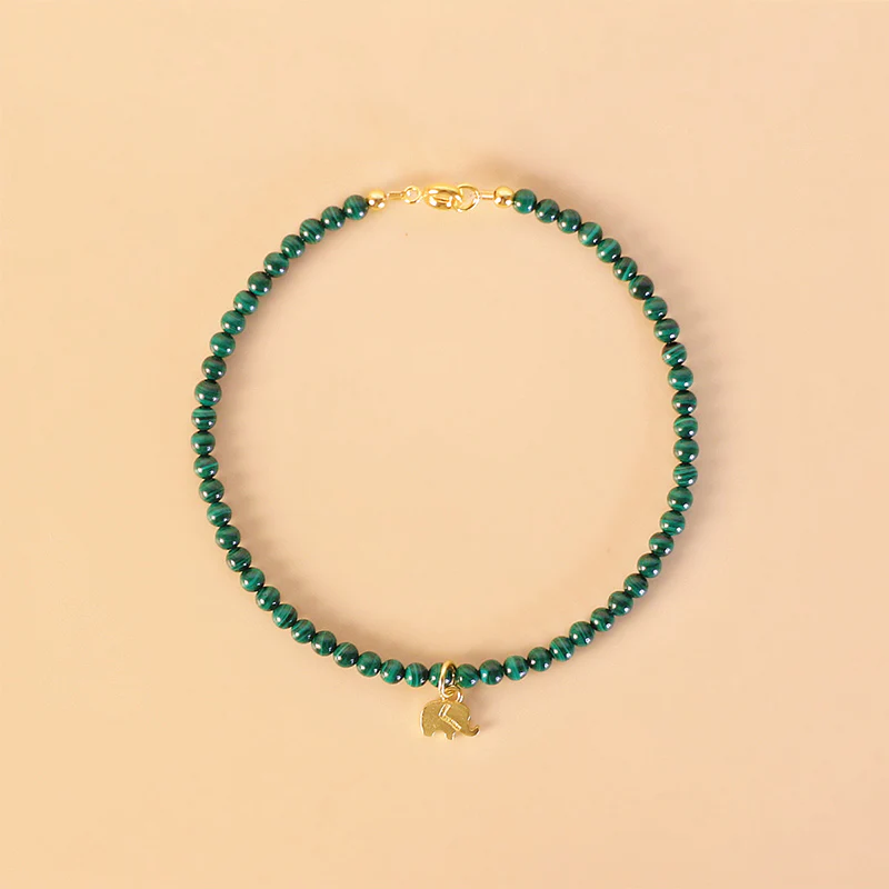 Buddha Stones Natural Malachite Elephant Anti-Anxiety Charm Bracelet