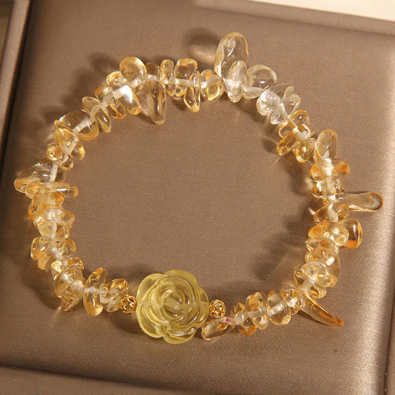 Buddha Stones Natural Citrine Irregular Bead Petals Pleasure Bracelet
