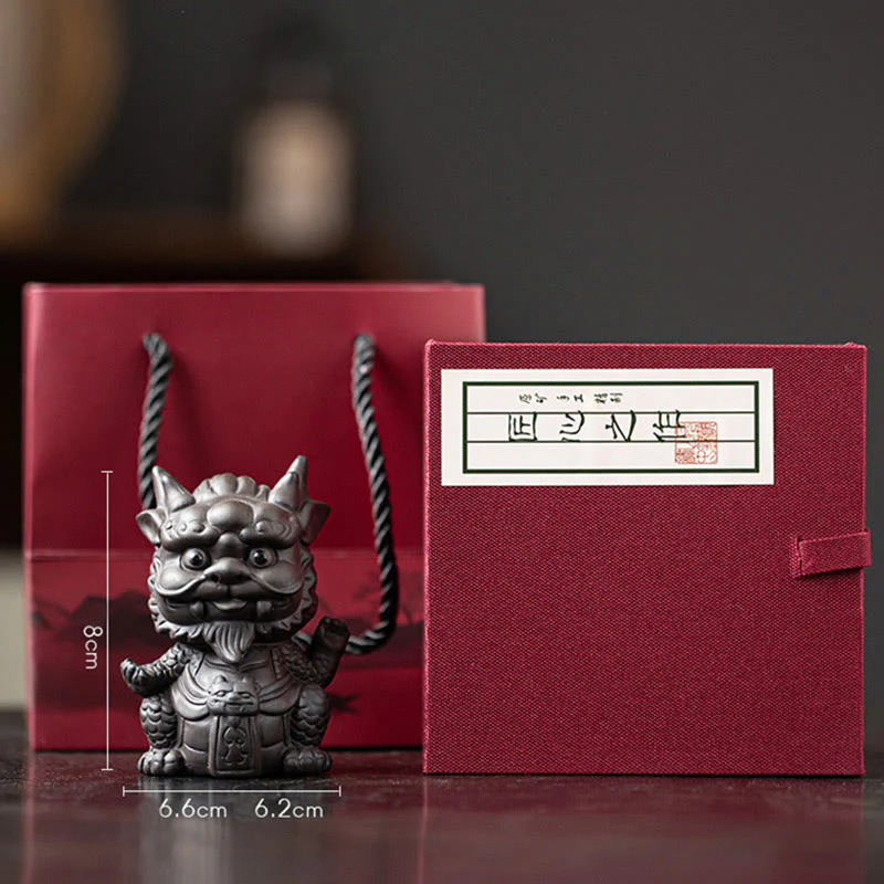Buddha Stones Luck Dragon Wealth Tea Pet Purple Clay Figurine Decoration